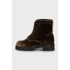Brown velour boots