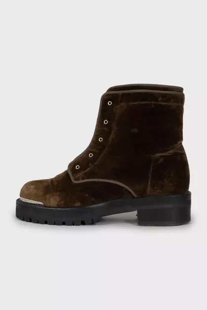 Brown velour boots