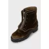 Brown velour boots