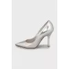 Silver stiletto heels