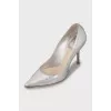 Silver stiletto heels