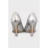 Silver stiletto heels