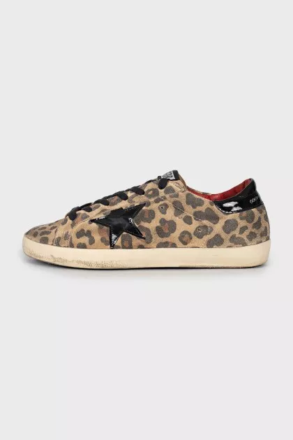 Suede sneakers with animal print