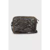 Leather crossbody bag with reptile effect