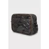 Leather crossbody bag with reptile effect