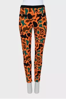 Skinny pants with print and tag