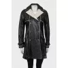 Double-breasted leather coat