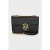 Leather crossbody bag with gold logo