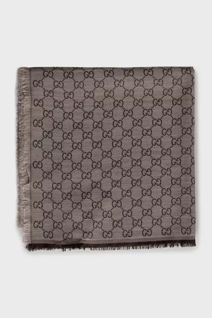 Scarf made of wool and silk with print