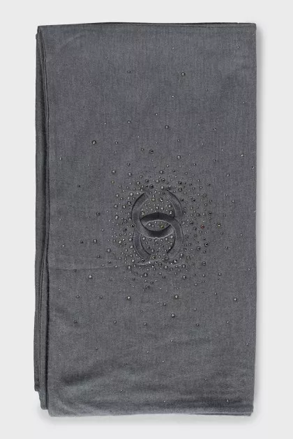 Cashmere and silk scarf with rhinestones
