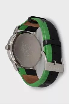 Men's watch with leather strap