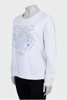 Sweatshirt with embroidery and perforation