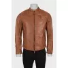 Men's brown leather jacket