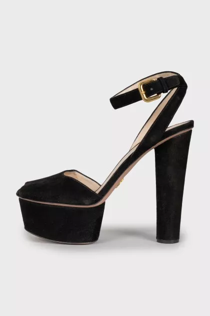 Black suede sandals
