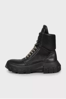 High lace-up leather boots