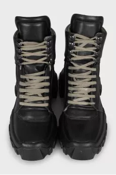 High lace-up leather boots
