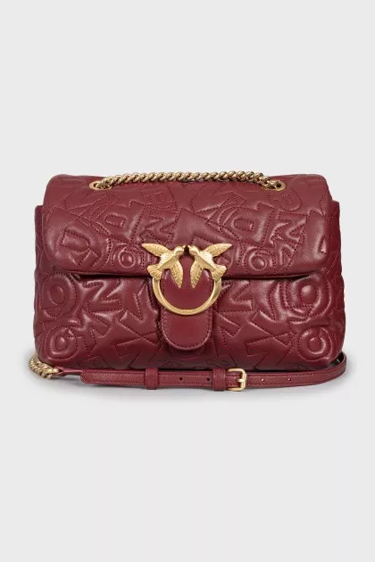 Leather bag with embroidered logo