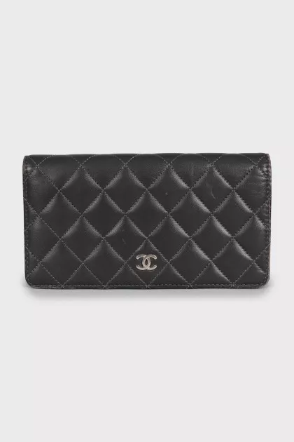 Leather wallet with brand logo