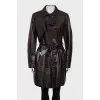 Dark brown fitted raincoat