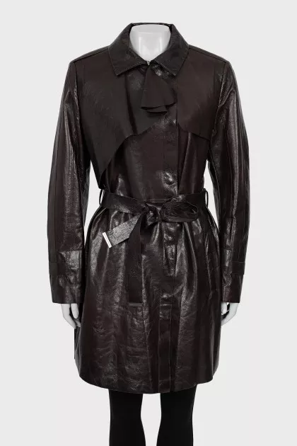Dark brown fitted raincoat