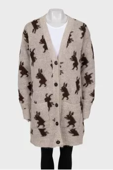 Straight cut cardigan with print