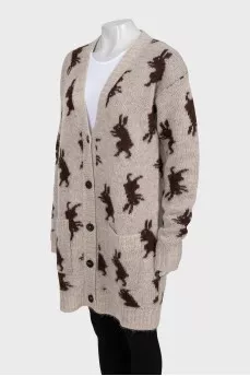 Straight cut cardigan with print