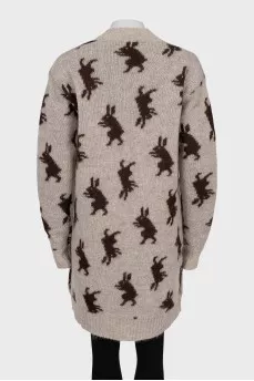Straight cut cardigan with print