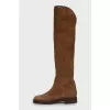 Insulated suede over-the-knee boots
