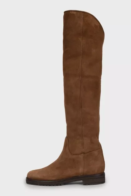 Insulated suede over-the-knee boots