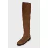 Insulated suede over-the-knee boots
