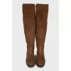 Insulated suede over-the-knee boots