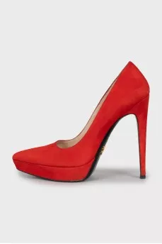 Red suede stiletto heels