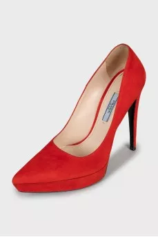 Red suede stiletto heels