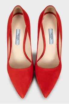 Red suede stiletto heels