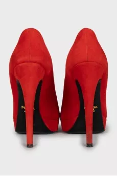 Red suede stiletto heels
