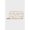 White wallet with branded print