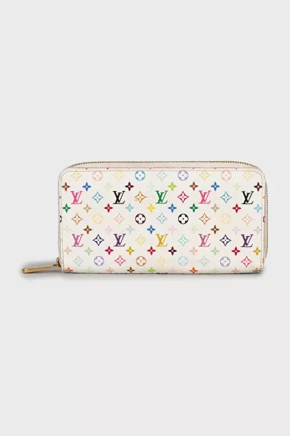 White wallet with branded print