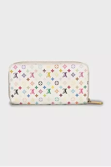White wallet with branded print