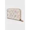 White wallet with branded print