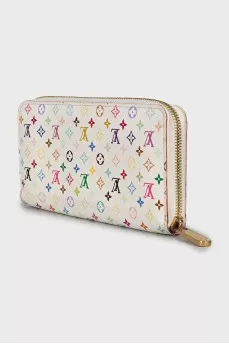 White wallet with branded print