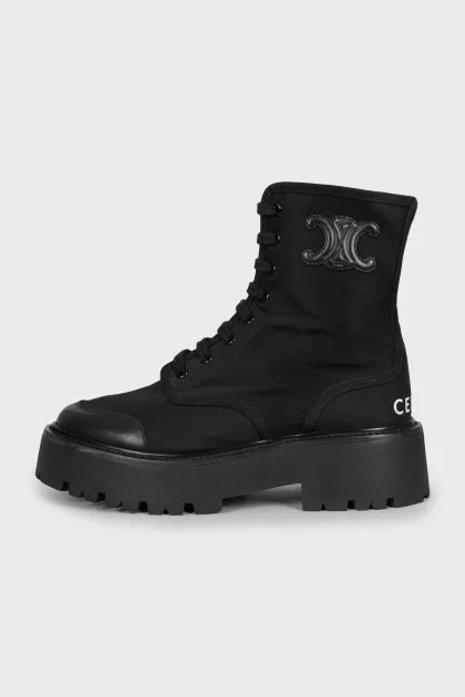 Textile boots with brand logo