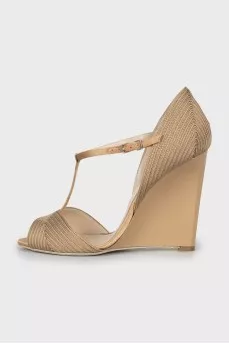 Textile wedge shoes