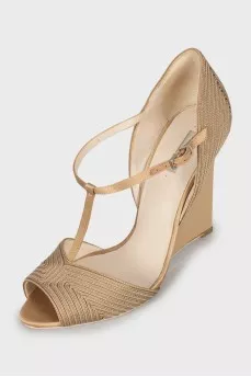 Textile wedge shoes