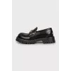 Leather loafers with signature embroidery