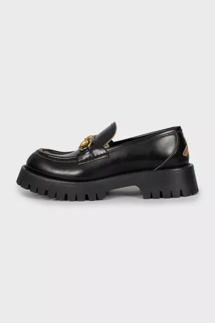 Leather loafers with signature embroidery