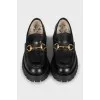 Leather loafers with signature embroidery