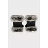 Leather and fur gloves