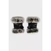Leather and fur gloves