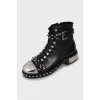 Leather boots with metal decor