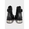 Leather boots with metal decor